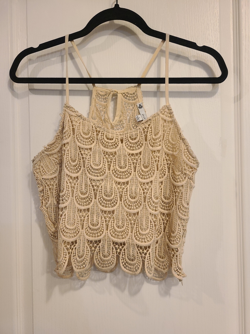 iris Crochet Lace Spaghetti Strap Camisole - Cream